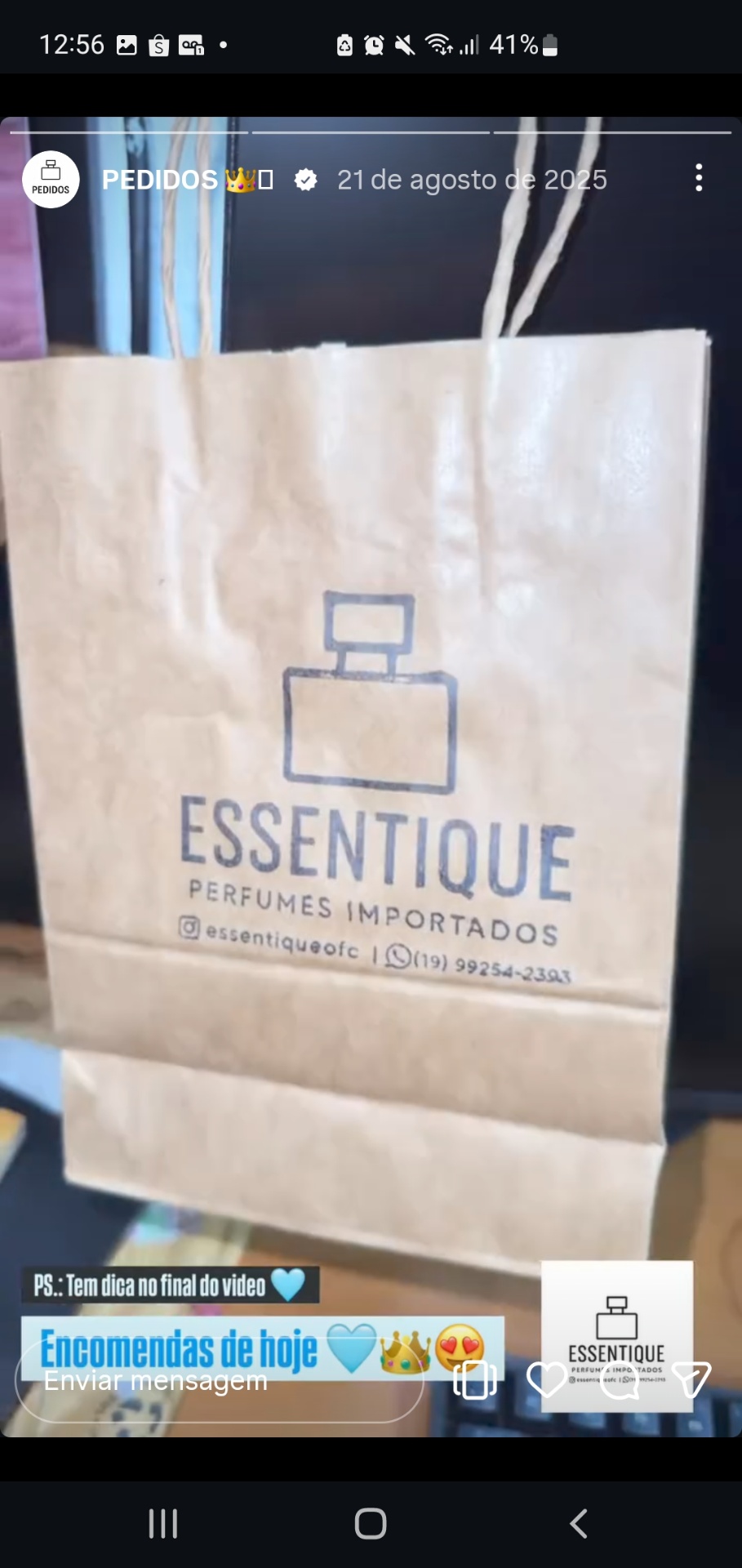 Embalagem Essentique — sacola de presente
